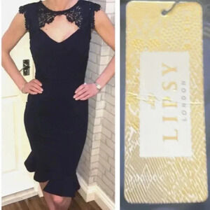 Lipsy navy sequin bodycon dress 12.flute hen lace evening
